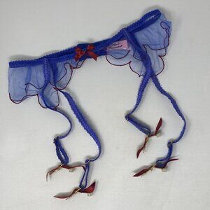 Agent Provocateur Lorna Blue Red Suspender AP4 Large New